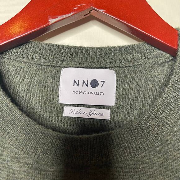 NN07 No nationality New Barca Merino Sweater green Italian yarn crewneck sz L - Picture 4 of 6